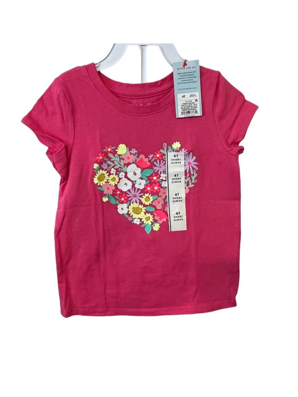 Cat & Jack Set of Heart Floral Short Sleeve Tee with Light Blue Denim Shorts 4T